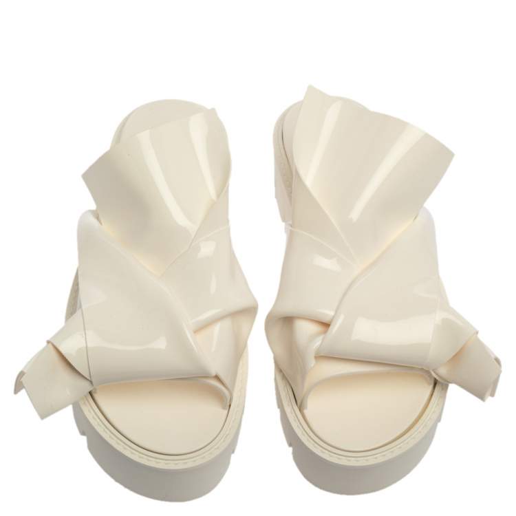 Pre Owned  N21 X Kartell White PVC Knot Platform Slides Size 39