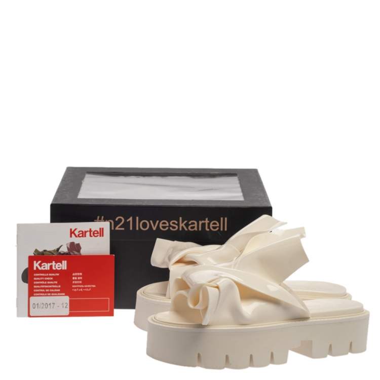 Pre Owned  N21 X Kartell White PVC Knot Platform Slides Size 39