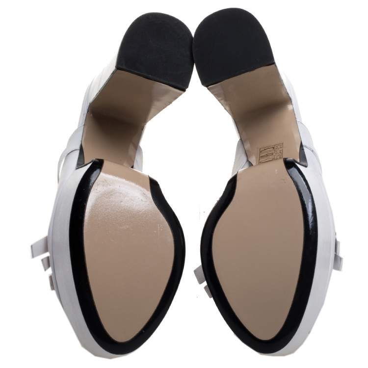 Pre Owned N21 White Leather Fringed Platform Mule Sandals Size 38.5