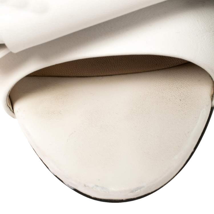 Pre Owned N21 White Leather Knot Flat Mules Size 38