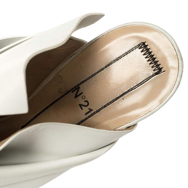 Pre Owned N21 White Leather Ronny Pleated Mules Size 40