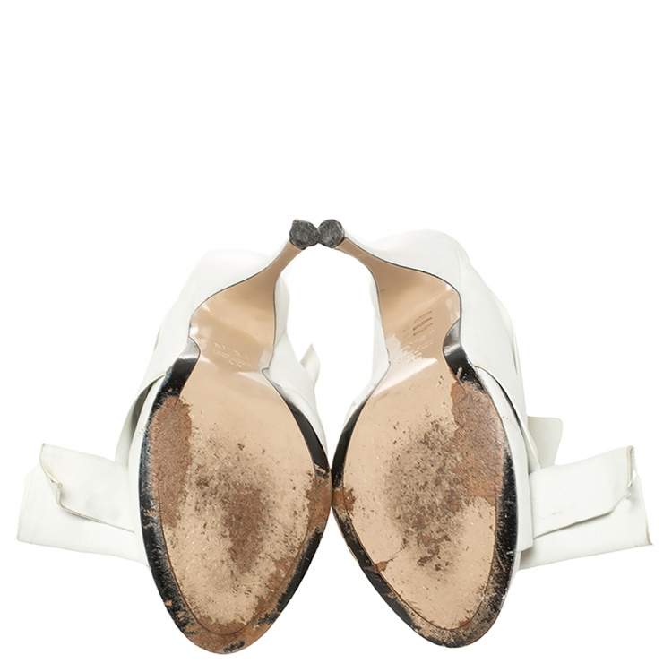 Pre Owned N21 White Leather Ronny Pleated Mules Size 40