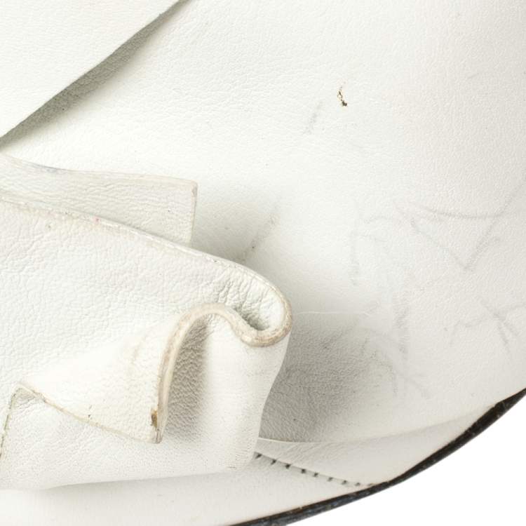 Pre Owned N21 White Leather Ronny Pleated Mules Size 40