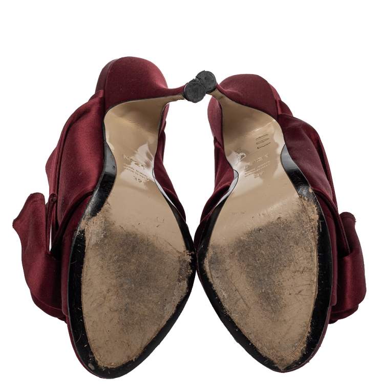 Pre Owned N°21 Burgundy Satin Ronny Pleated Mules Size 39