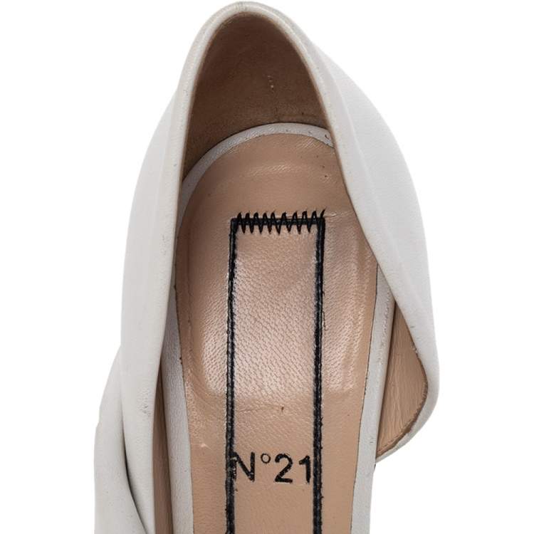 Pre Owned N21 White Leather Knot Pumps Size 35