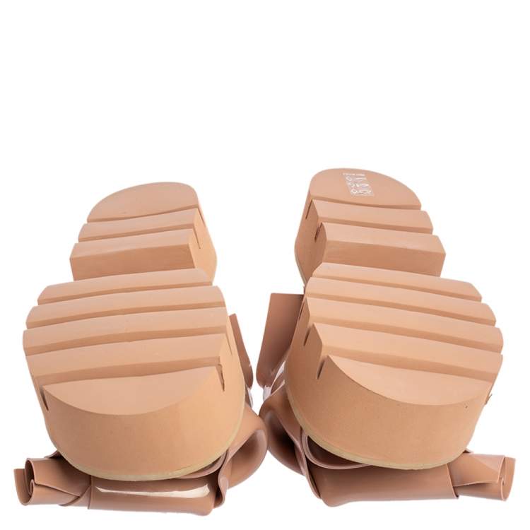 Pre Owned Nº21 X Kartell Beige PVC Knot Platform Slides Sandals Size 39