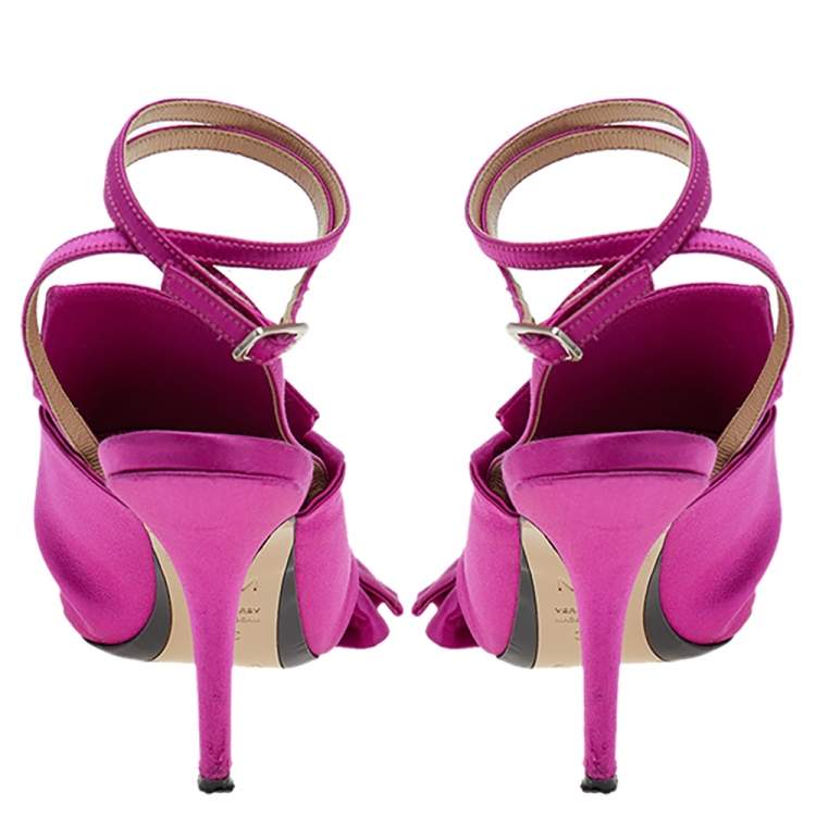 Pre Owned N21 Pink Satin Raso Knot Ankle Wrap Sandals Size 37