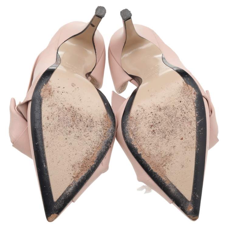 Pre Owned N° 21 Beige Leather Abstract Bow Pointed Toe Pumps Size 39