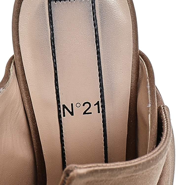 Pre Owned Nº21 Brown Satin Raso Knot Mules Size 38.5