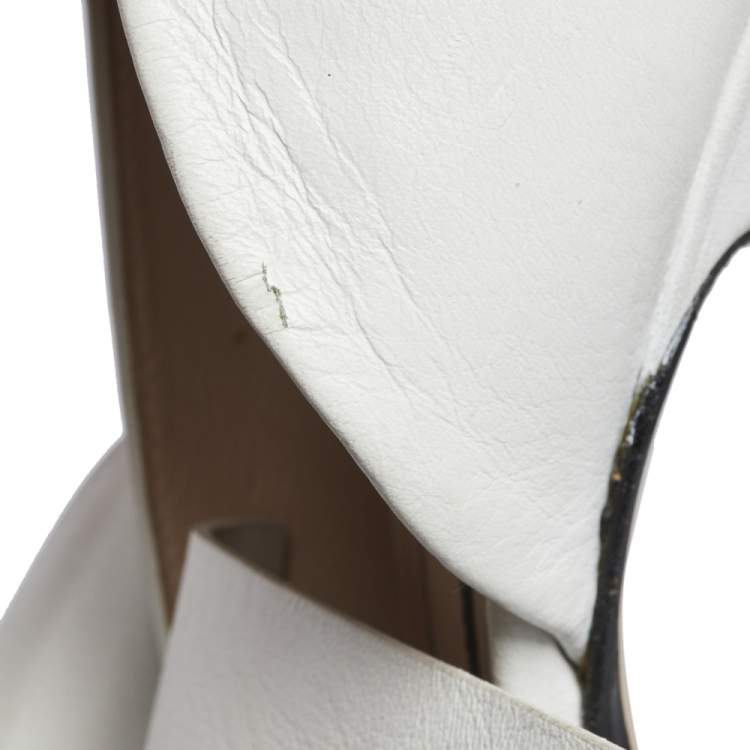 Pre Owned Nº21 White Leather Knot Pointed Toe Pumps Size 37