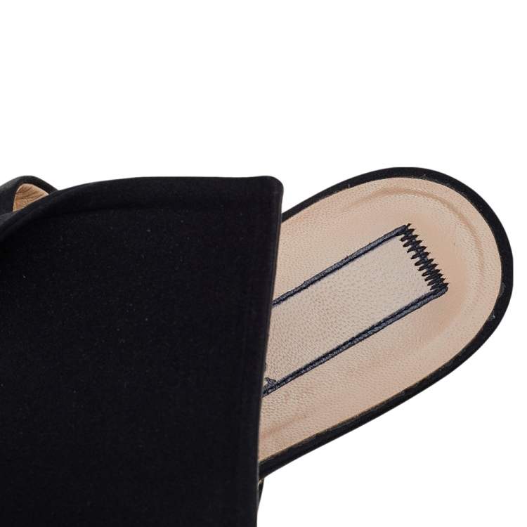Pre Owned Nº21 Black Satin Knot Flat Mules Size 40.5