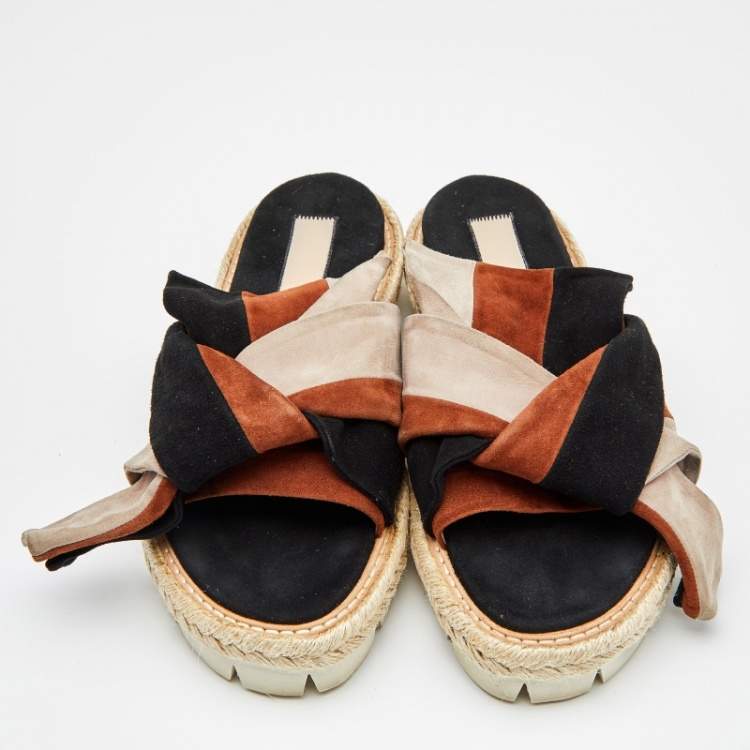 مملوكة مسبقًا Nº21 Multicolor Suede Open Toe Flat Slides Size 37