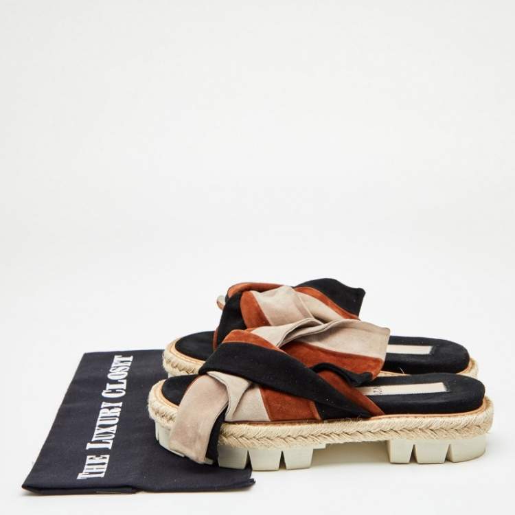 مملوكة مسبقًا Nº21 Multicolor Suede Open Toe Flat Slides Size 37
