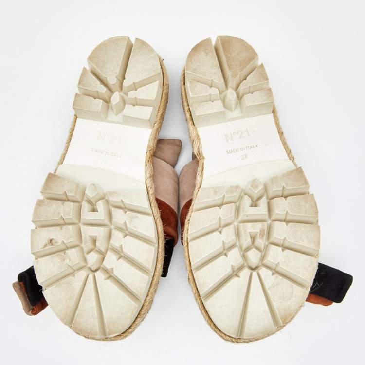 مملوكة مسبقًا Nº21 Multicolor Suede Open Toe Flat Slides Size 37