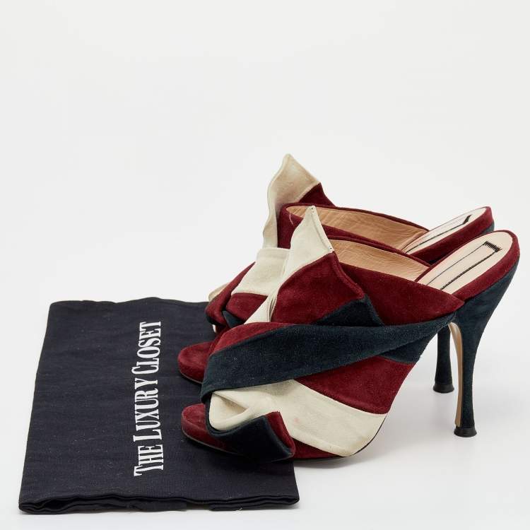 مملوكة مسبقًا N21 Multicolor Suede Ronny Pleated Mules Size 39