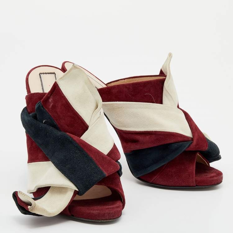 مملوكة مسبقًا N21 Multicolor Suede Ronny Pleated Mules Size 39