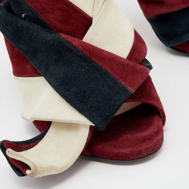 مملوكة مسبقًا N21 Multicolor Suede Ronny Pleated Mules Size 39