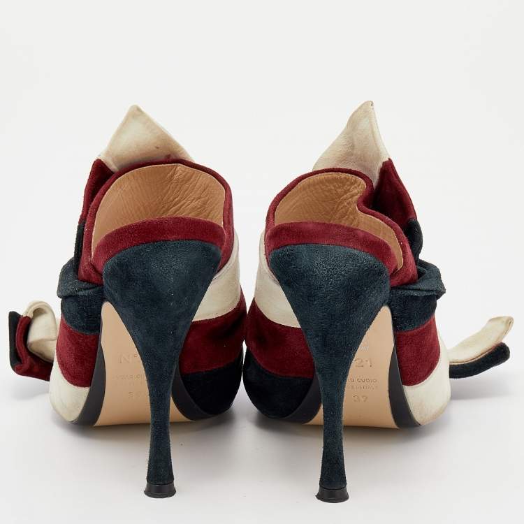 مملوكة مسبقًا N21 Multicolor Suede Ronny Pleated Mules Size 39