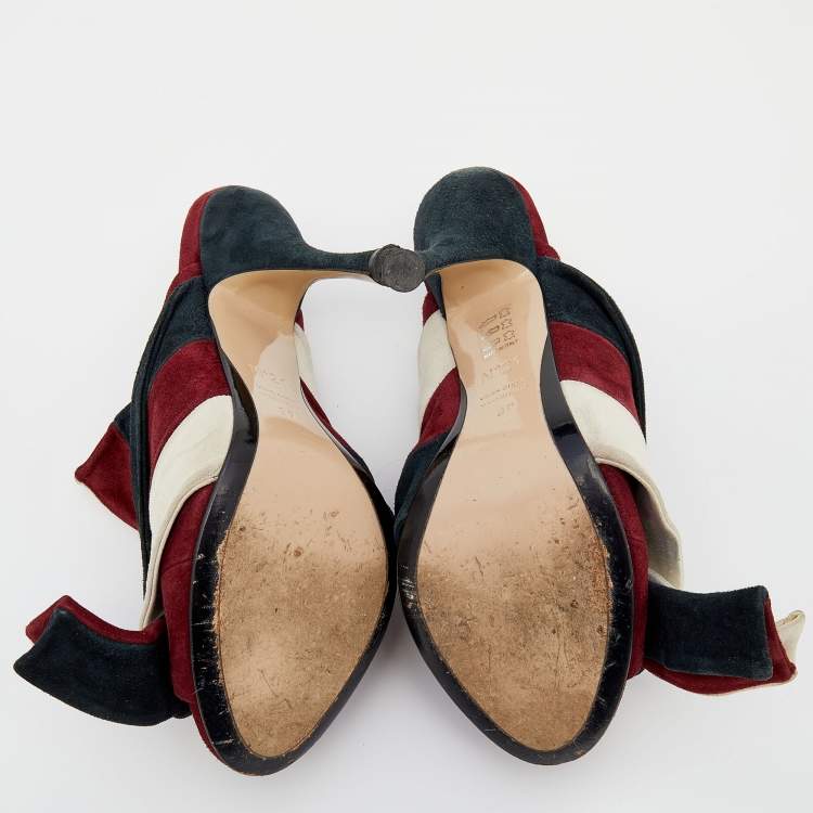 مملوكة مسبقًا N21 Multicolor Suede Ronny Pleated Mules Size 39
