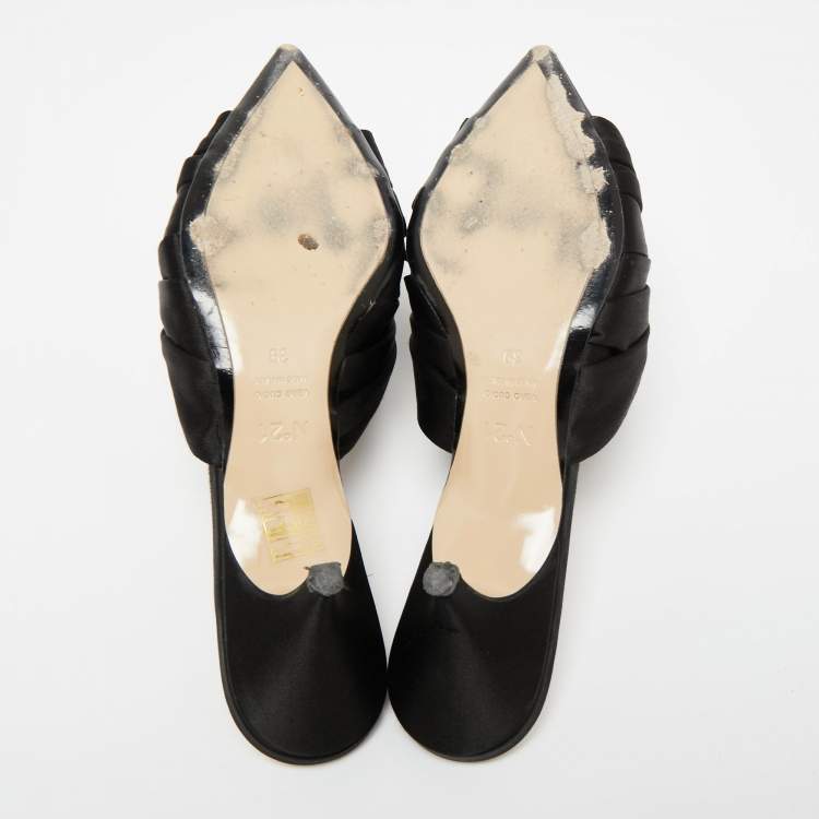Pre Owned N21 Black Satin Knot Sandals Size 39