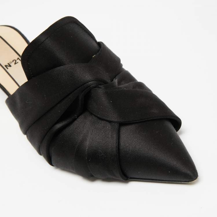 Pre Owned N21 Black Satin Knot Sandals Size 39