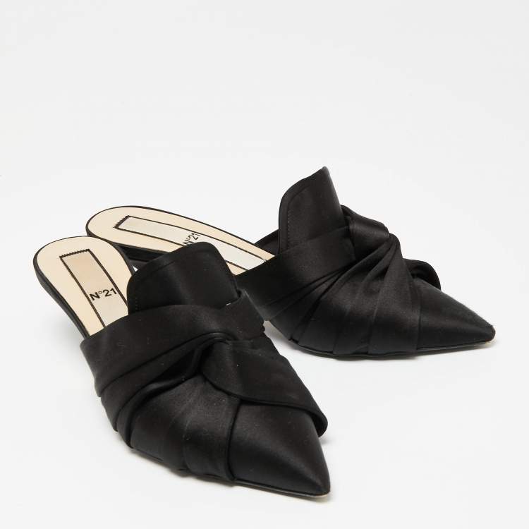 Pre Owned N21 Black Satin Knot Sandals Size 39