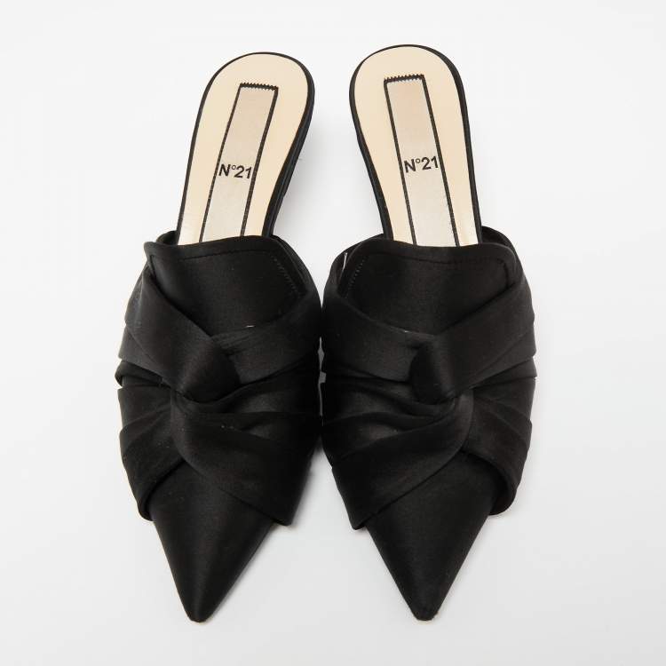 Pre Owned N21 Black Satin Knot Sandals Size 39