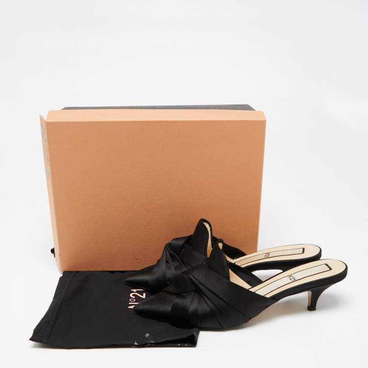 Pre Owned N21 Black Satin Knot Sandals Size 39
