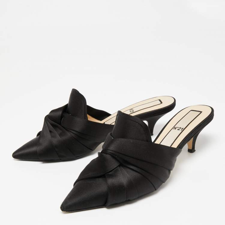 Pre Owned N21 Black Satin Knot Sandals Size 39