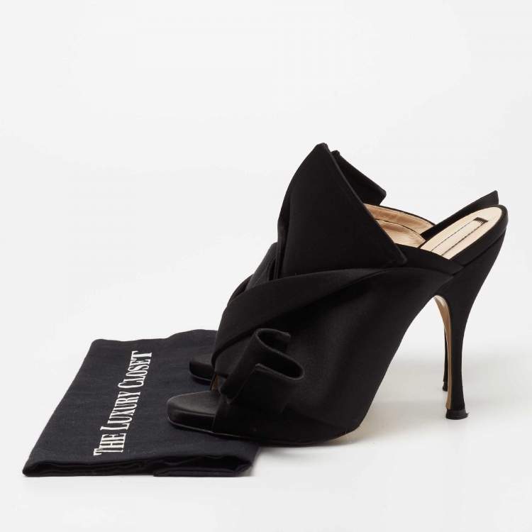 Pre Owned N°21 Black Satin Ronny Pleated Mules Size 37