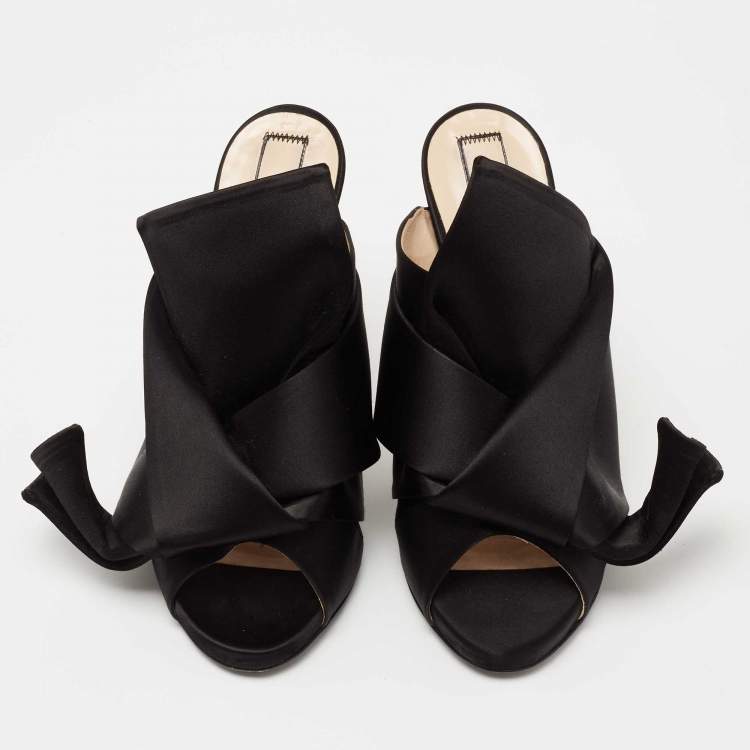 Pre Owned N°21 Black Satin Ronny Pleated Mules Size 37