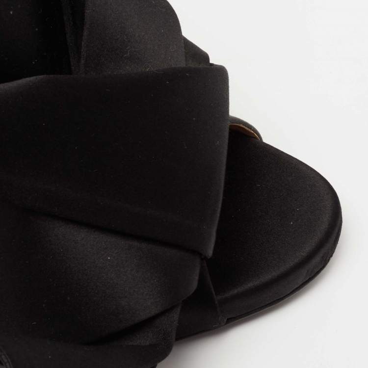 Pre Owned N°21 Black Satin Ronny Pleated Mules Size 37