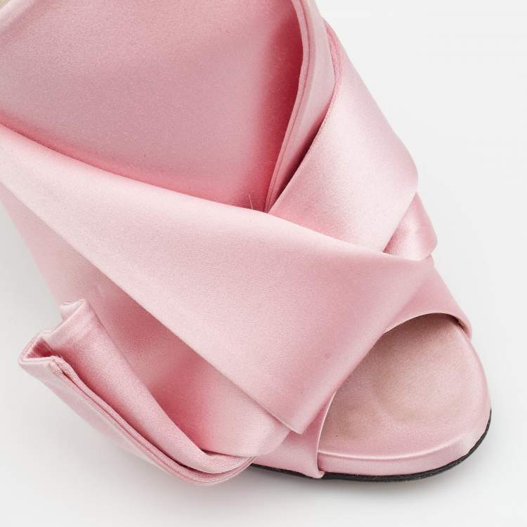 Pre Owned Nº21 Pink Satin Raso Knotted Mules Size 37