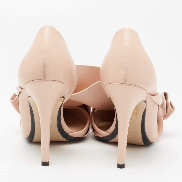 Pre Owned N° 21 Beige Leather Abstract Bow Pointed Toe Pumps Size 37
