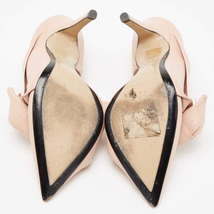 Pre Owned N° 21 Beige Leather Abstract Bow Pointed Toe Pumps Size 37