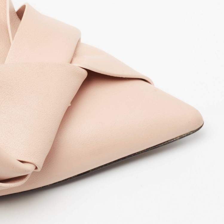 Pre Owned N° 21 Beige Leather Abstract Bow Pointed Toe Pumps Size 37
