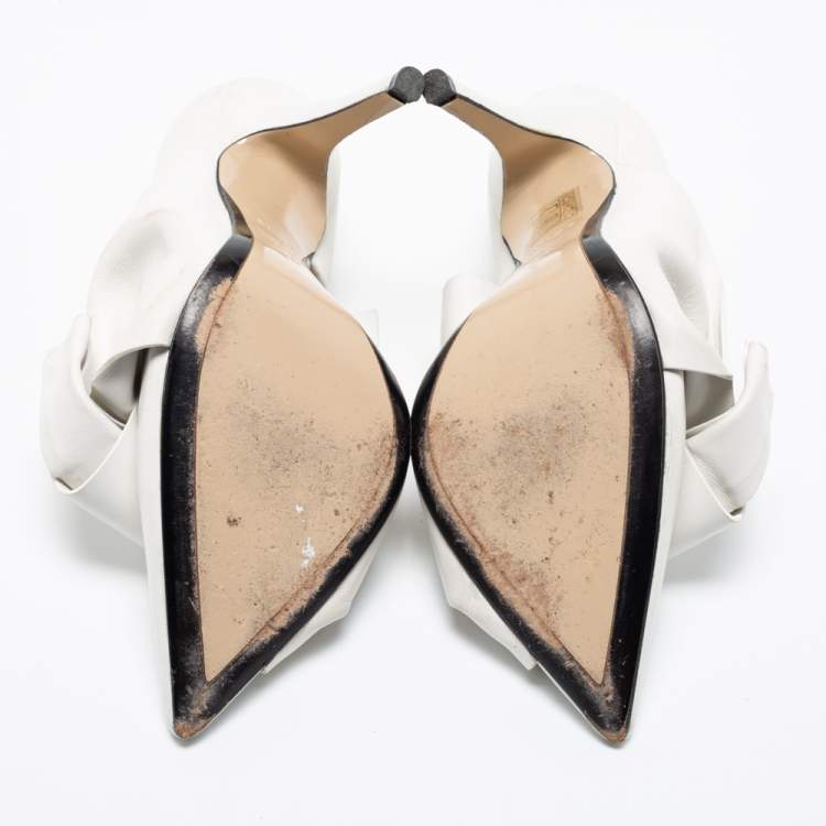 Pre Owned Nº21 White Leather Knot Pointed Toe Pumps Size 39