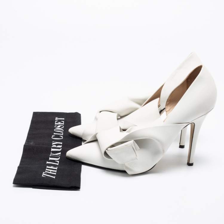 Pre Owned Nº21 White Leather Knot Pointed Toe Pumps Size 39