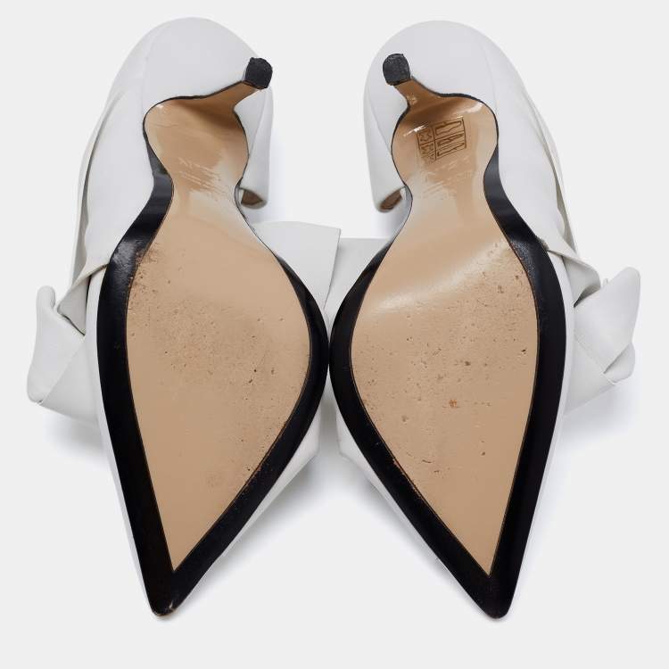 Pre Owned N°21 White Leather Tundra Knotted Pointed-Toe D'orsay Pumps Size 36