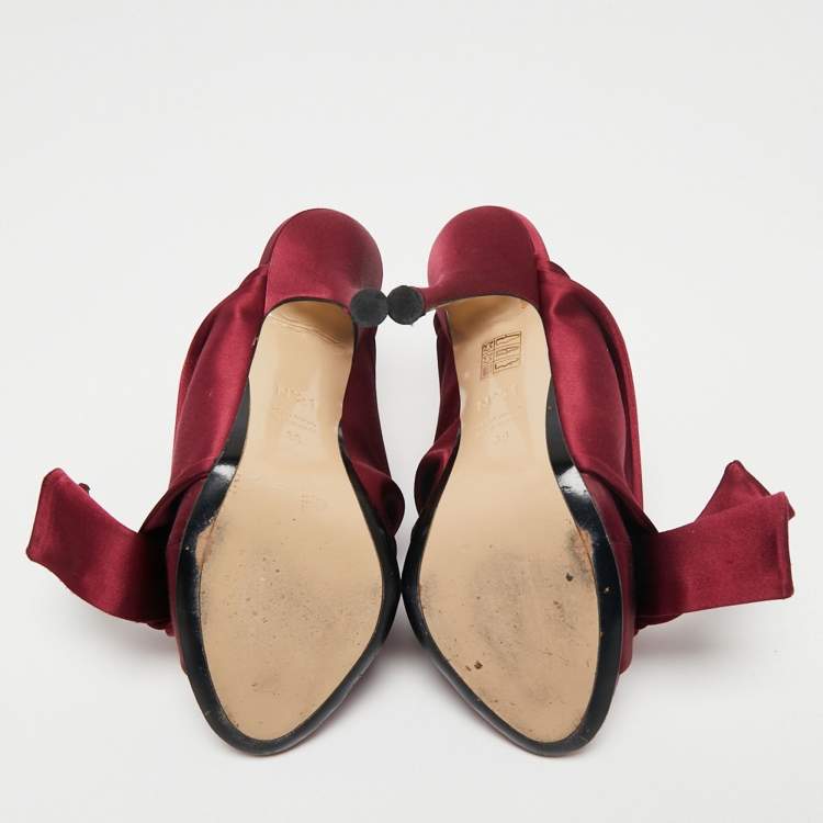 Pre Owned N°21 Burgundy Satin Ronny Pleated Mules Sandals Size 39