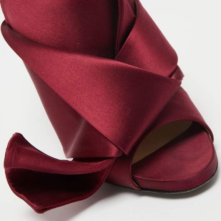 Pre Owned N°21 Burgundy Satin Ronny Pleated Mules Sandals Size 39