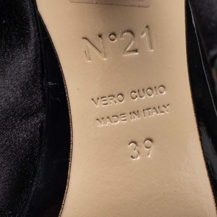 Pre Owned Nº21 Black Satin Raso Knot Mules Size 39