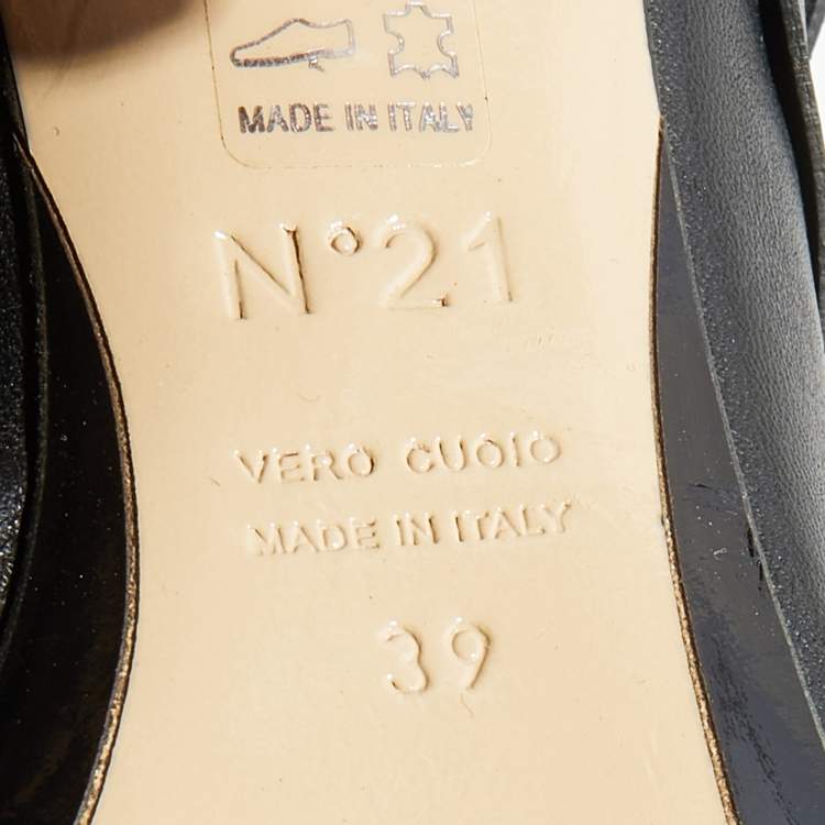 Pre Owned N°21 Black Leather Ronny Pleated Open Toe Mules Size 39