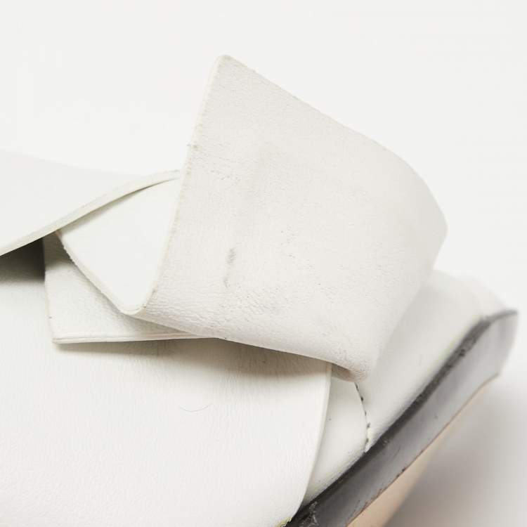 Pre Owned Nº21  White Leather Raso Knot Mules Size 37