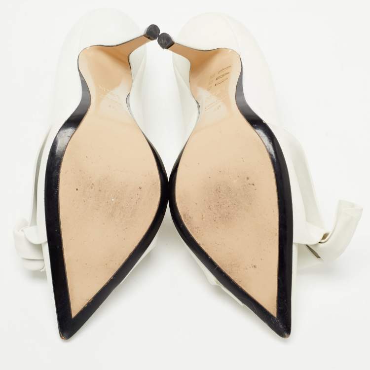 Pre Owned N21White Leather Abstract Bow Pointed Toe Pumps Size 40