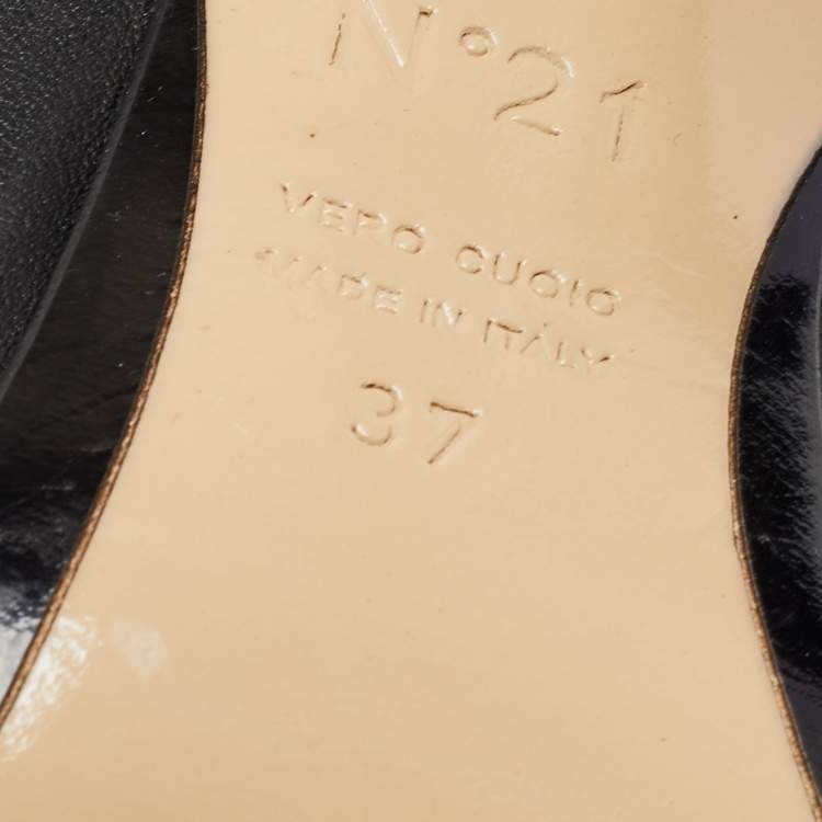 Pre Owned N21 Black Leather Raso Knot Mules Size 37