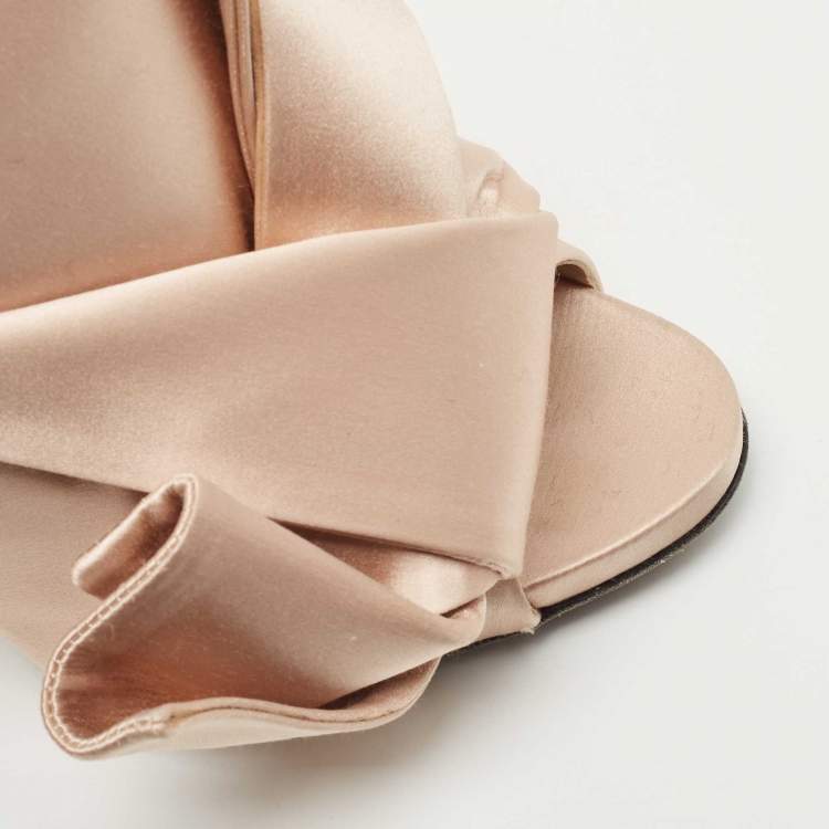 Pre Owned N21 Beige Satin Knot Mules Size 39  