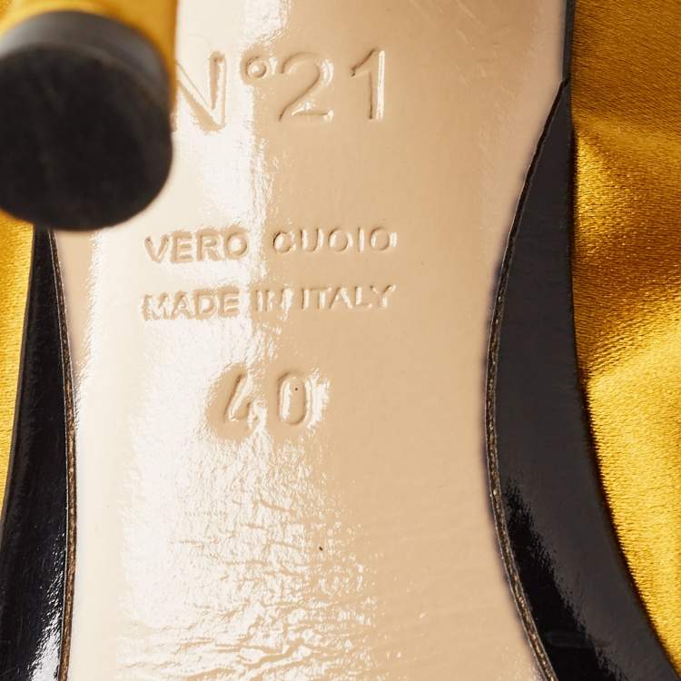 Pre Owned N°21 Mustard Yellow Satin Ronny Mules Size 40