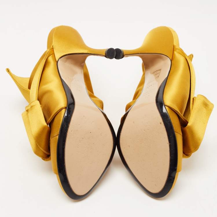 Pre Owned N°21 Mustard Yellow Satin Ronny Mules Size 40