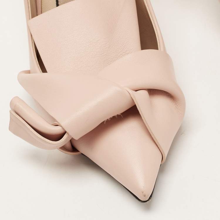 Pre Owned Nº21 Pink Leather Knot Pointed Toe Pumps Size 36